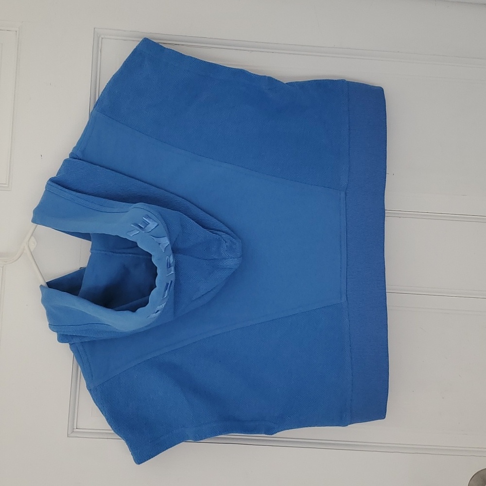 Herve By Herve Leger XL Cropped Top w/ Hood Blue Workout Leisure